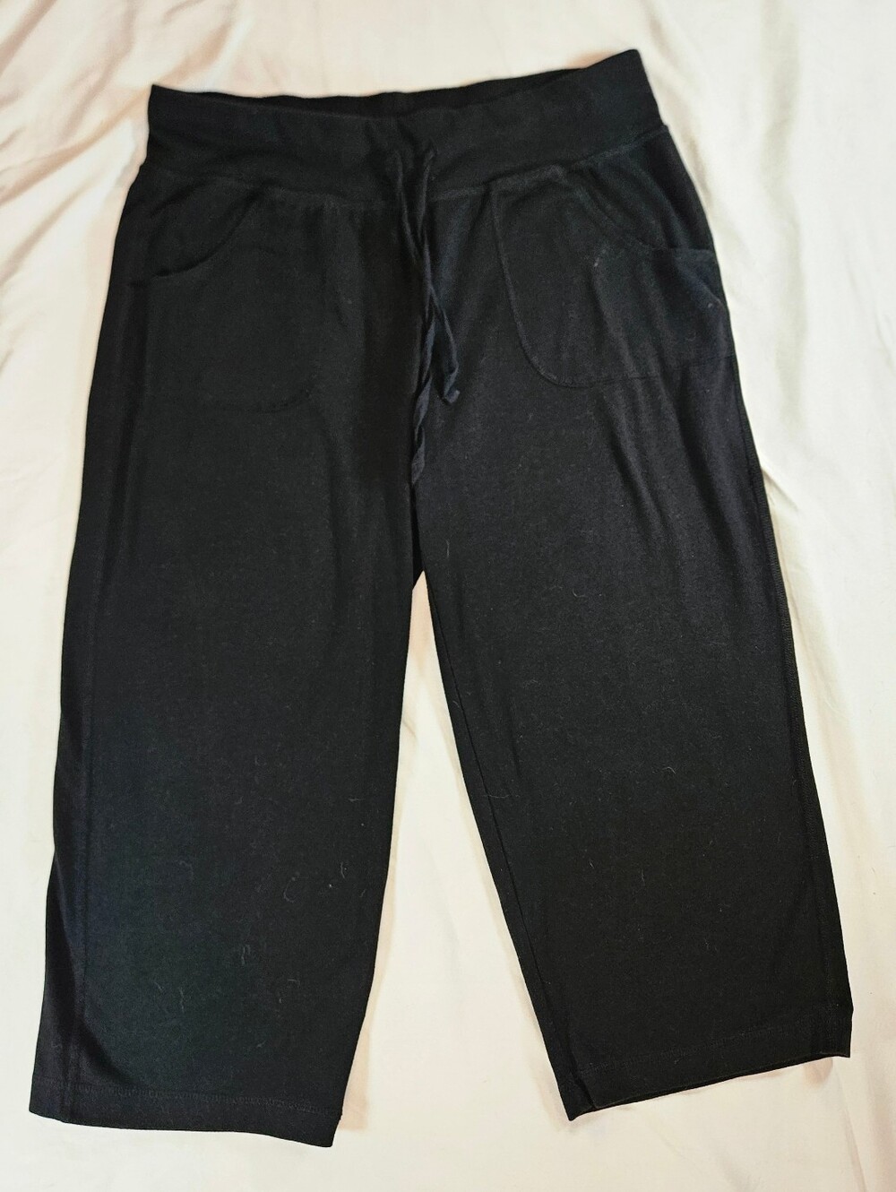 Athletic Works Womens Black Elastic Waist Pocketed Pull On Capri Pants Size M